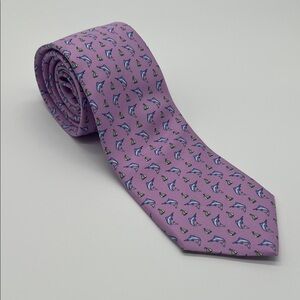 Brooks Brothers Pink and Blue Swordfish and Sailboat Patterned Tie
